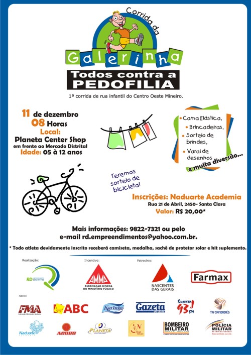cartaz corrida da galerinha - todos contra a pedofilia 2011